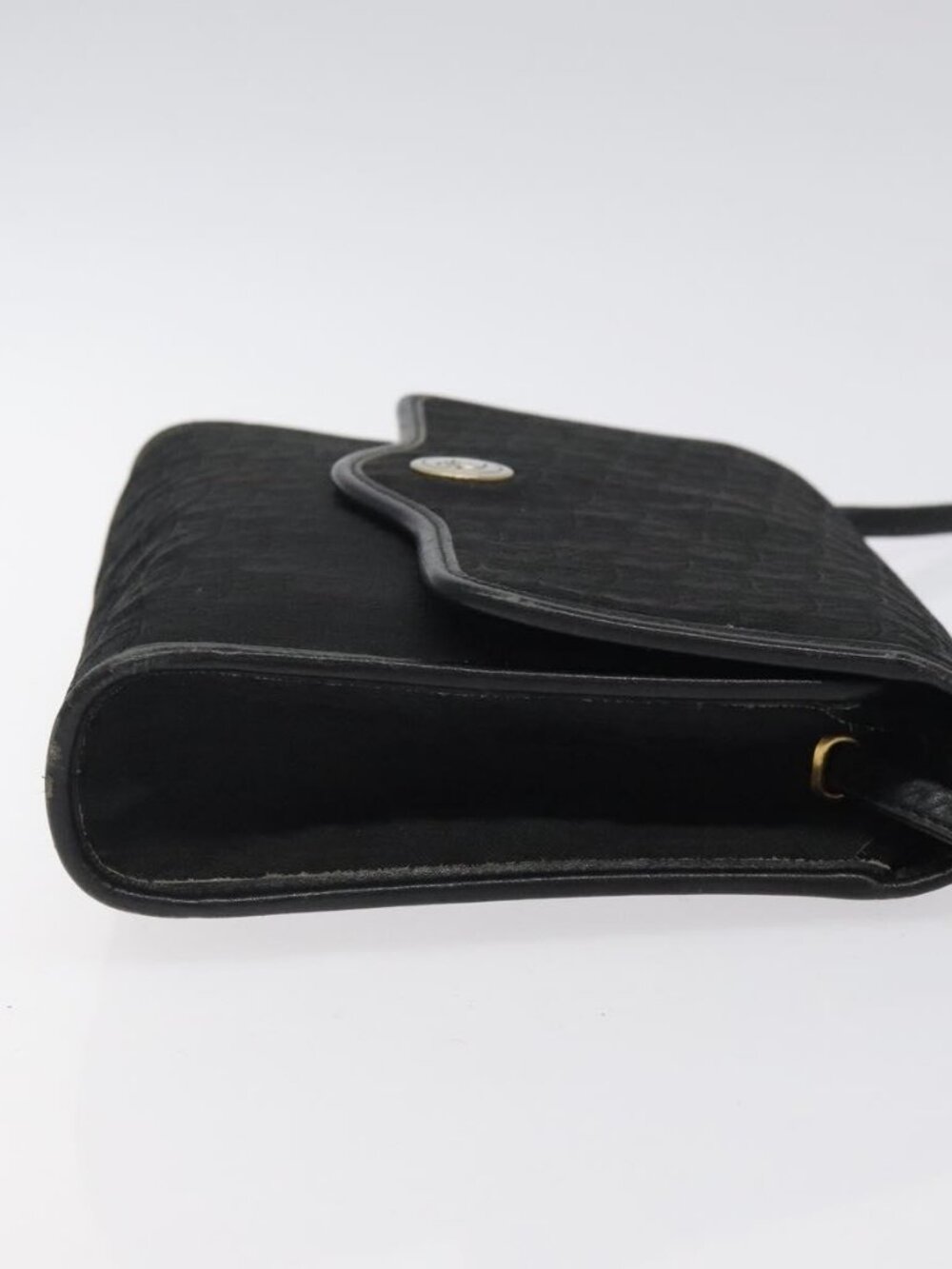 Christian Dior Trotter Canvas Shoulder Bag Black Gold Auth BA1830 - Picture 5 of 16